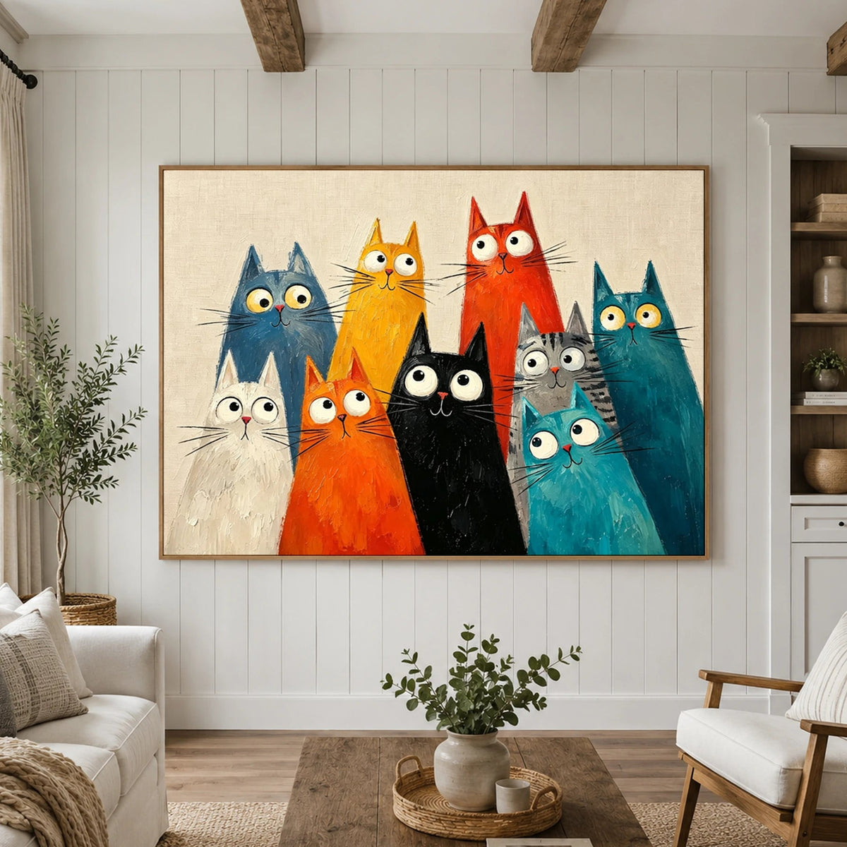 Modern Folk Art｜Colorful Cat Gathering