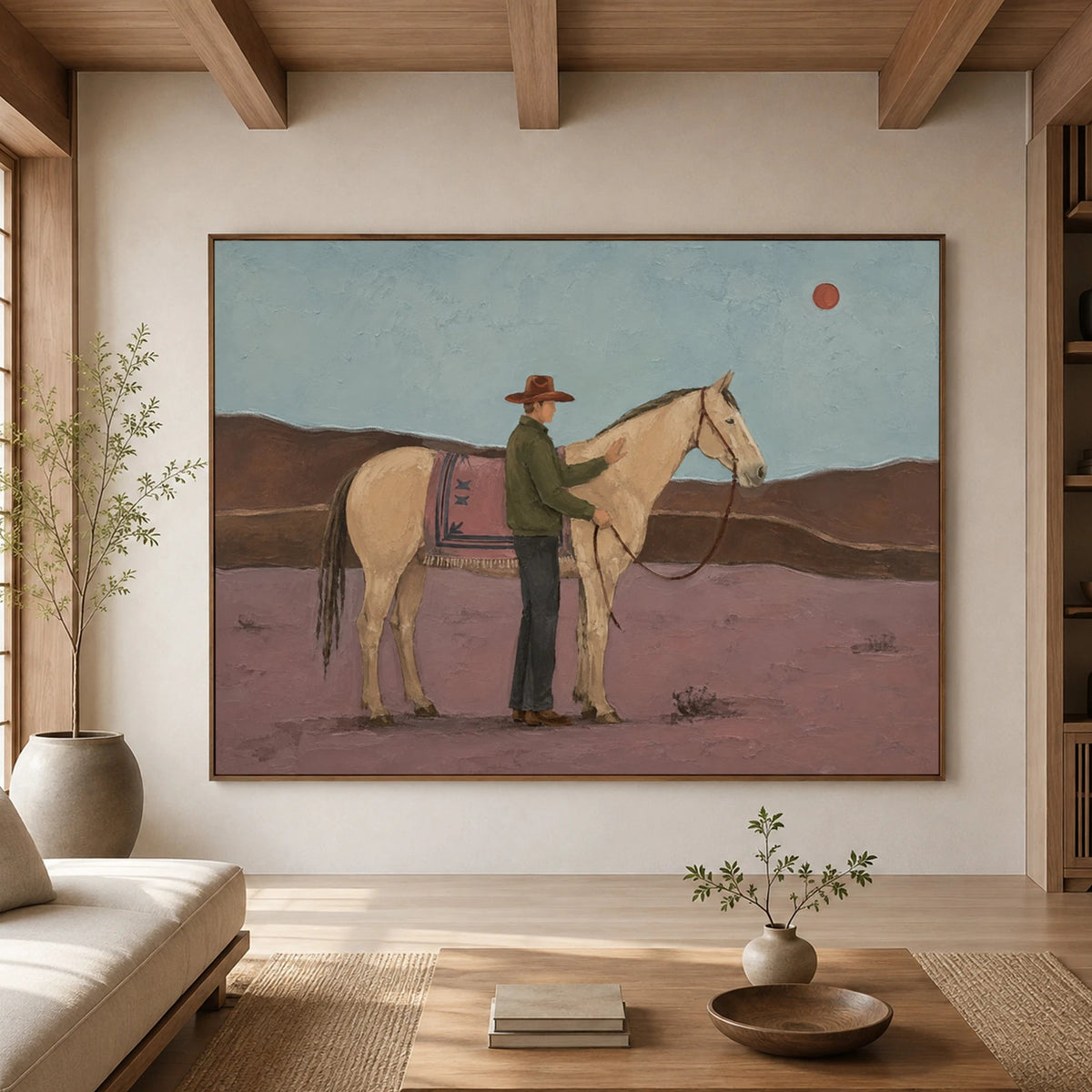 Modern Folk Art｜Lone Rider Landscape