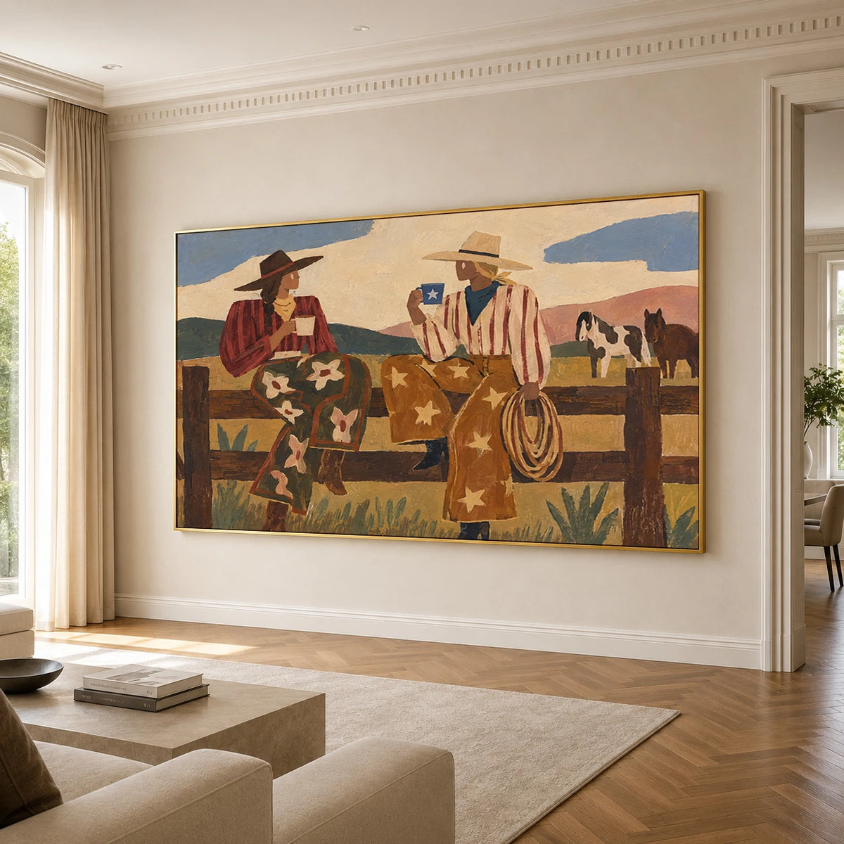 Modern Folk Art｜Cowgirls Sharing Coffee