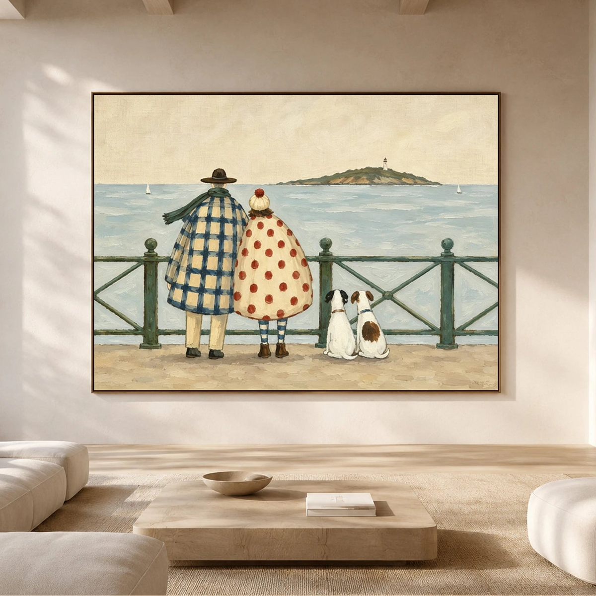 Modern Folk Art｜Seaside Walk with Dogs