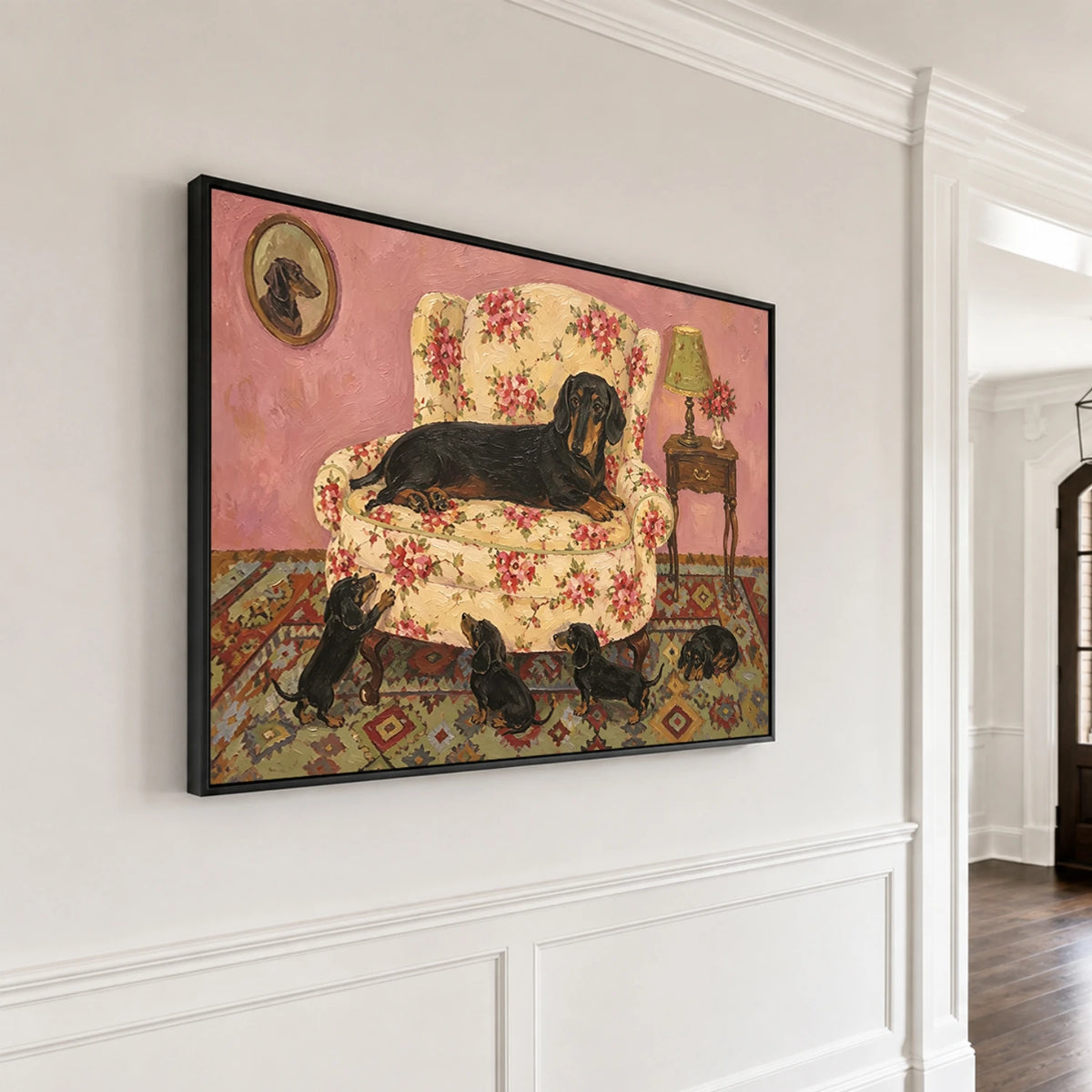 Modern Folk Art｜Floral Dachshund Family