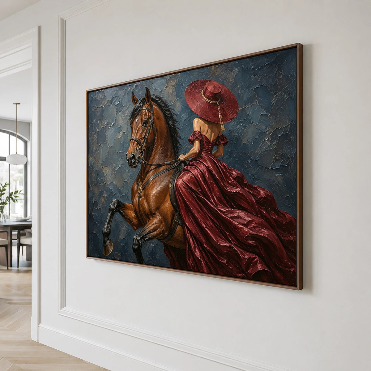 Vintage Americana Art｜Crimson Riding Elegance