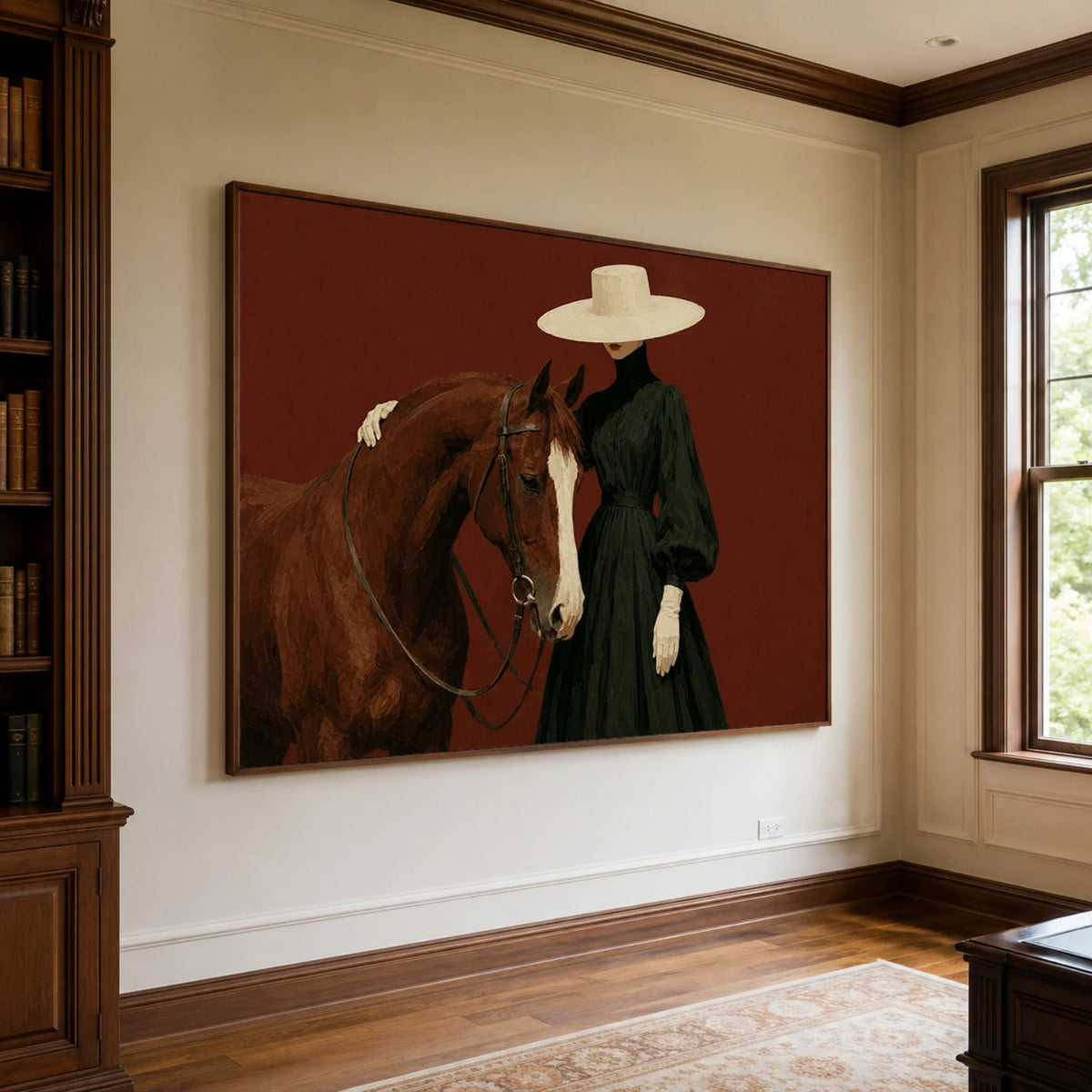 Vintage Americana Art｜Scarlet Equestrian Poise