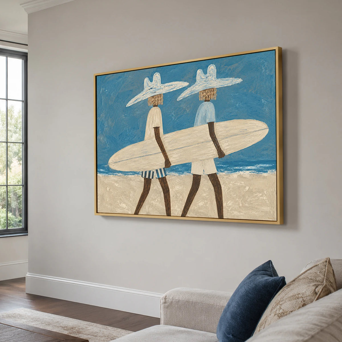 Modern Folk Art | Two Surfers, One Tide