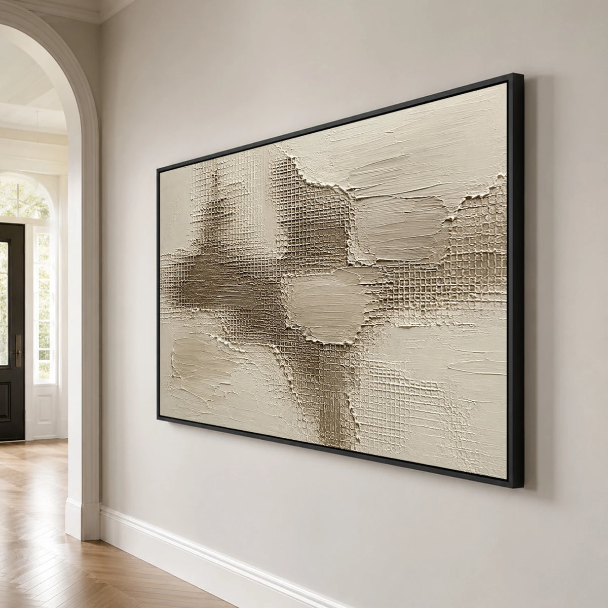 Textured & Impasto Art｜Ivory Grid Layers