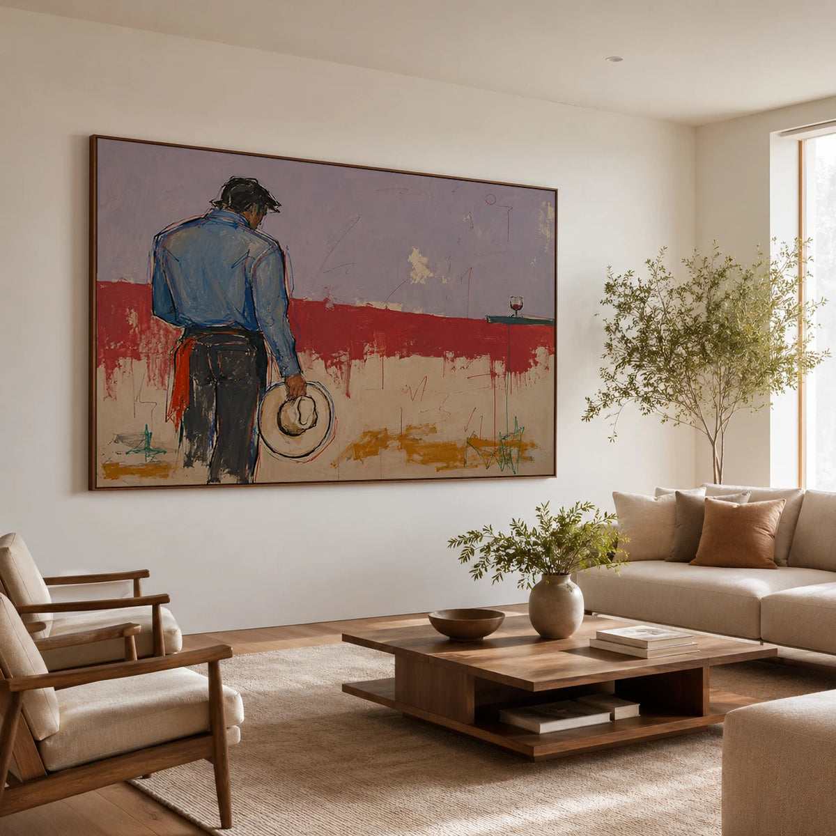 Western Pop Art｜Cowboy with Hat and Wine