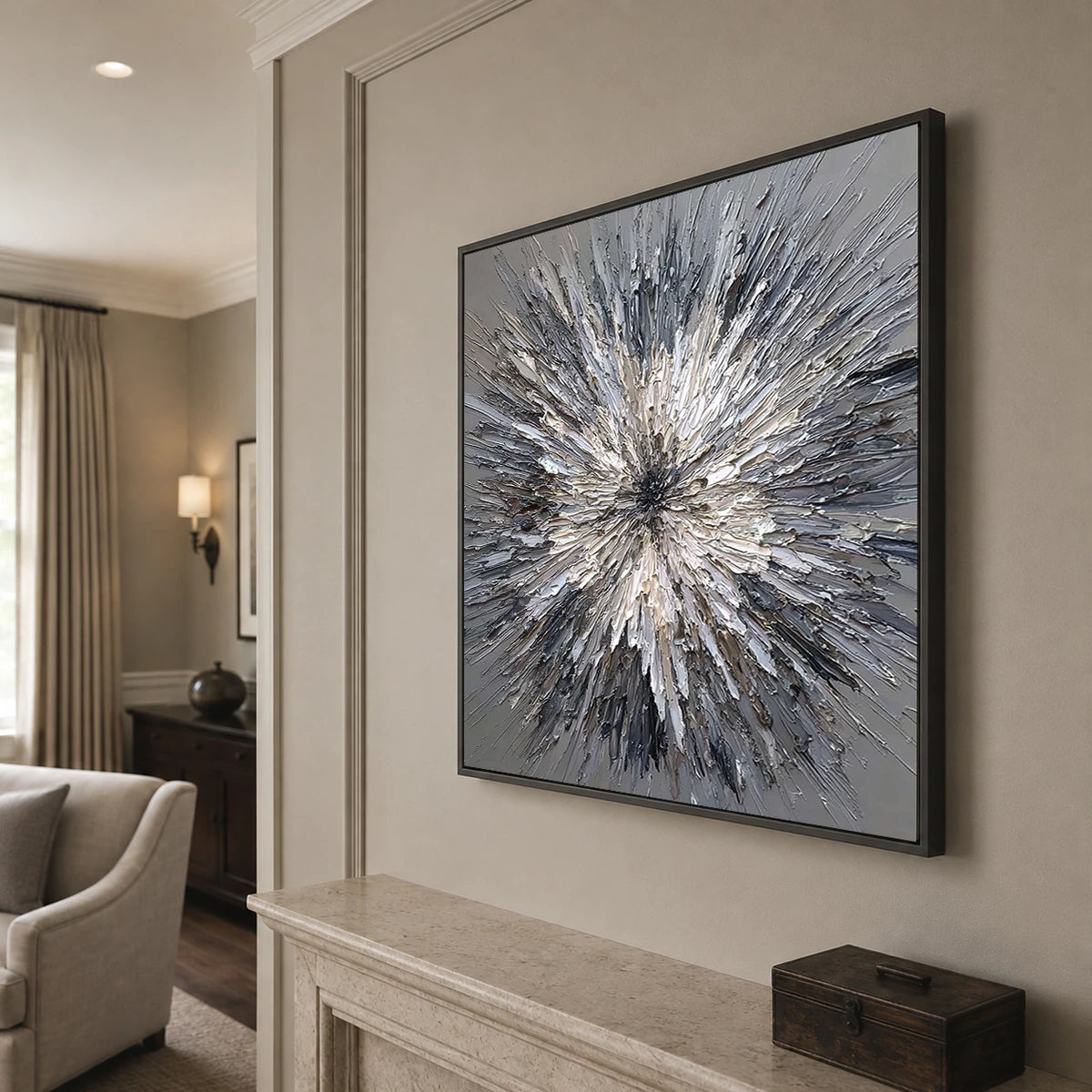 Textured & Impasto Art｜Monochrome Burst Abstract