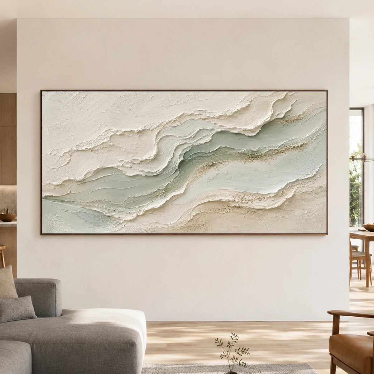 Textured & Impasto Art｜Sage Mineral Flow