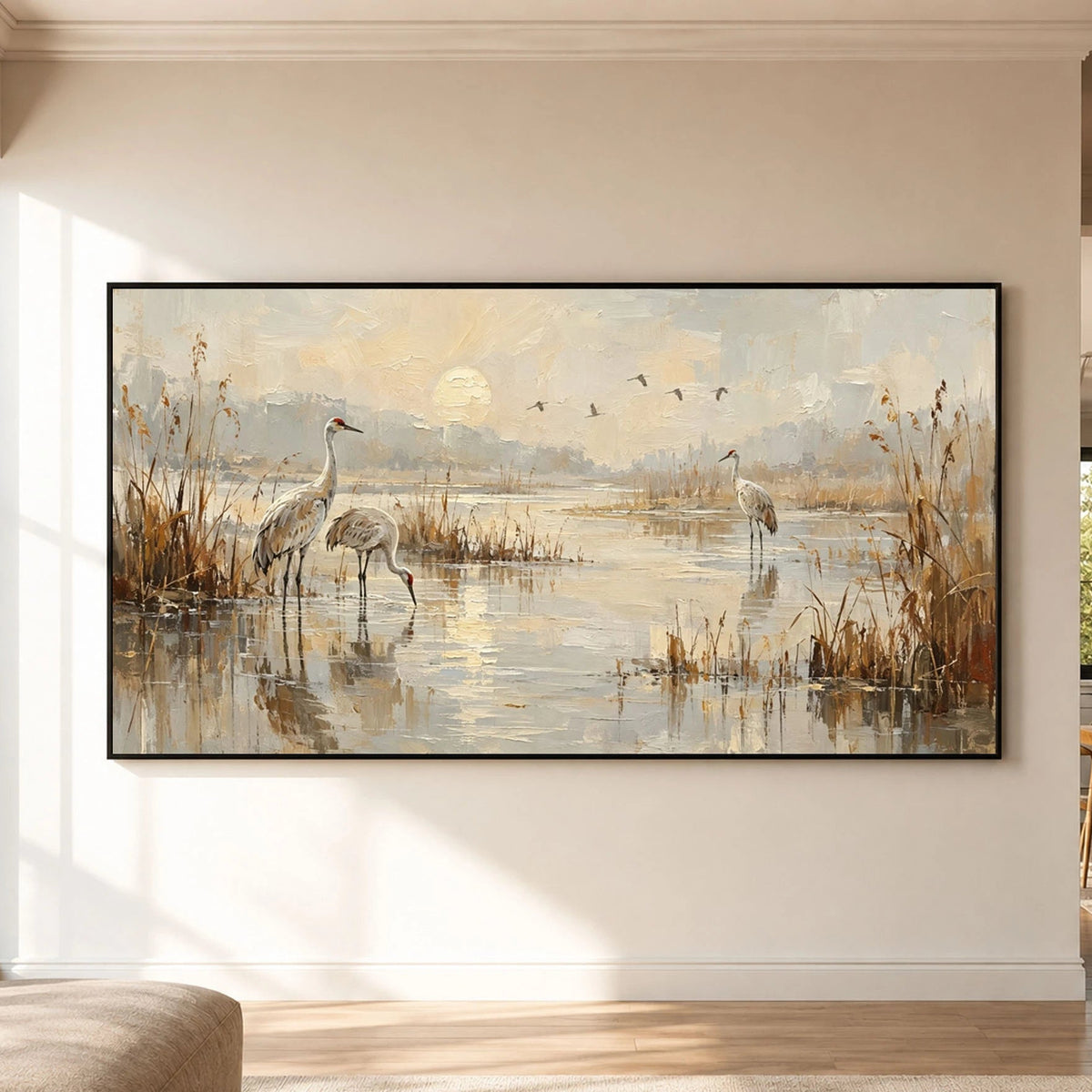 Expressive Contemporary Art｜Cranes in the Morning Mist