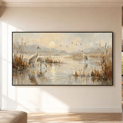 Expressive Contemporary Art｜Cranes in the Morning Mist