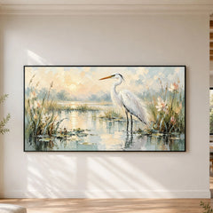 Expressive Contemporary Art｜Morning Heron Reflection