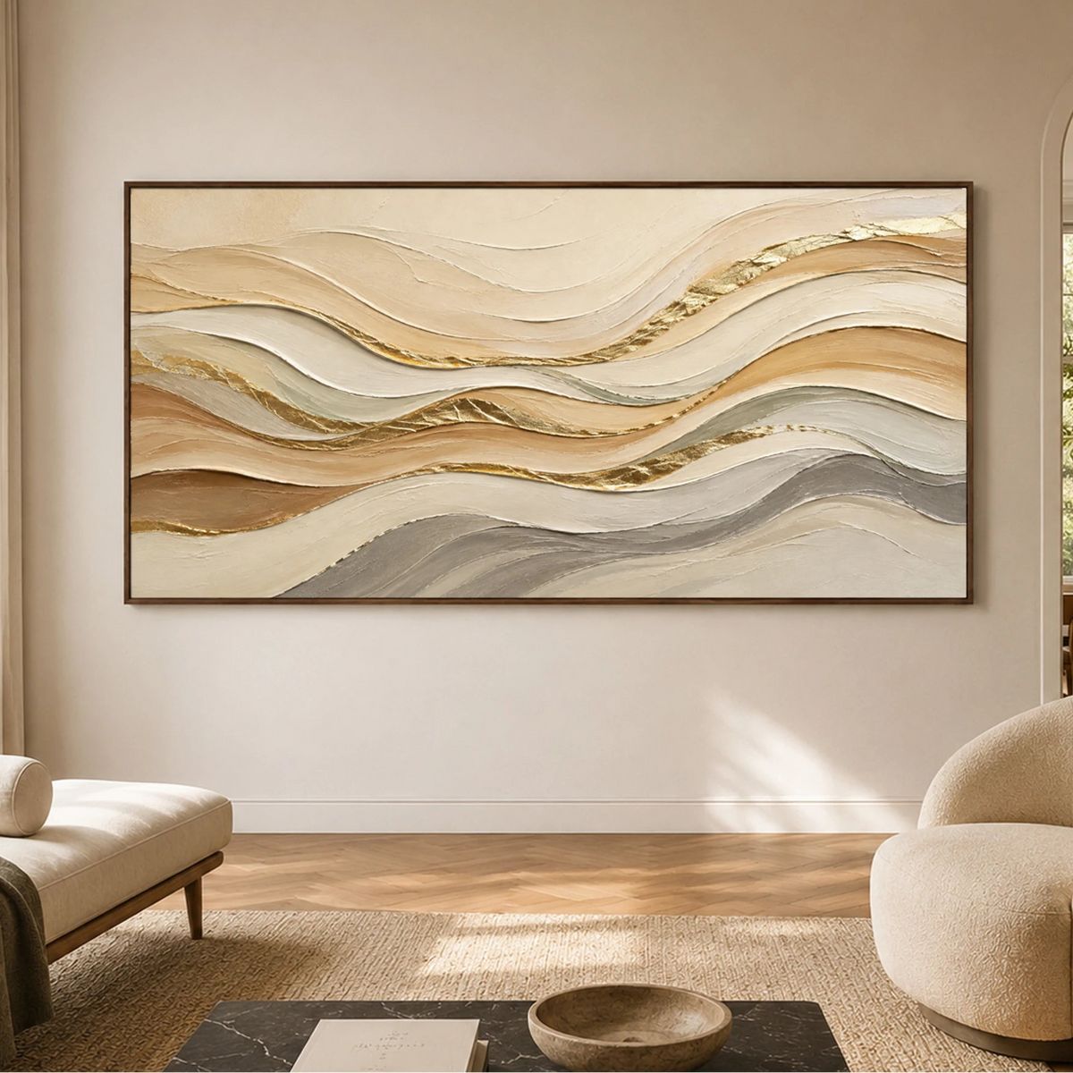 Textured & Impasto Art｜Golden Sand Currents