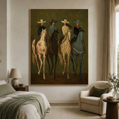Vintage Americana Art｜Cowgirls and Horses Portrait
