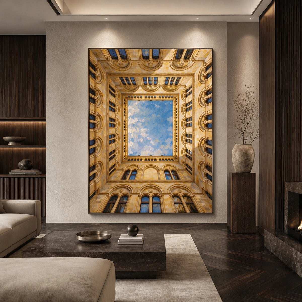A Courtyard of Sky - living room hero - textured impasto artwork