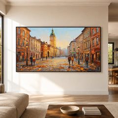 Amber City Stroll - living room hero - textured impasto artwork