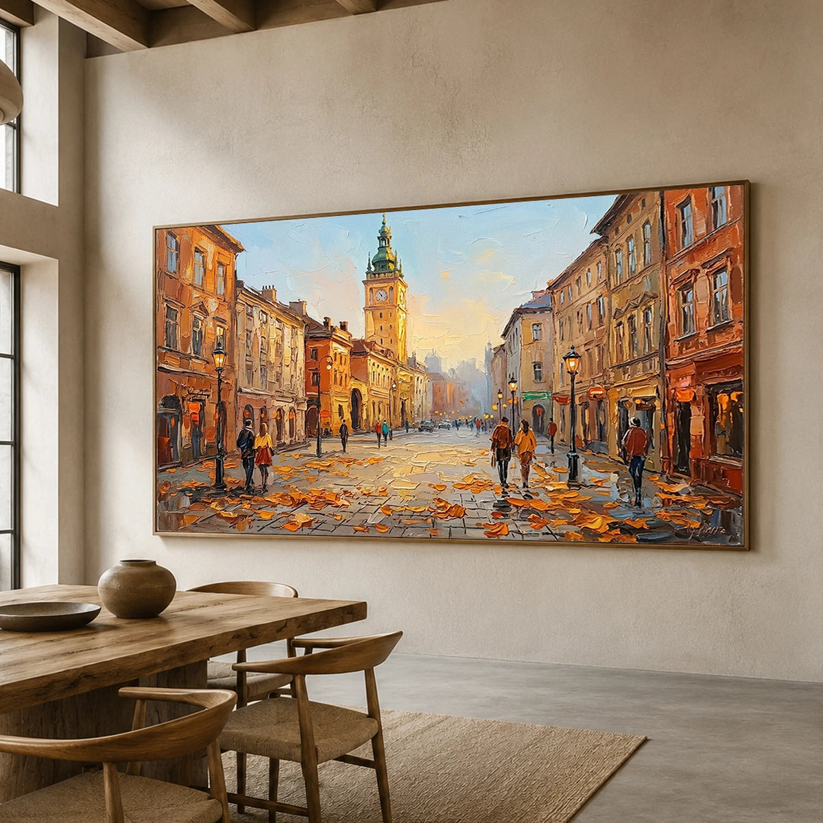 Amber City Stroll - dining room - textured impasto artwork