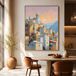 Apricot Village Evening - dining room - textured impasto artwork