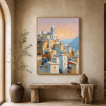 Apricot Village Evening - entryway - textured impasto artwork