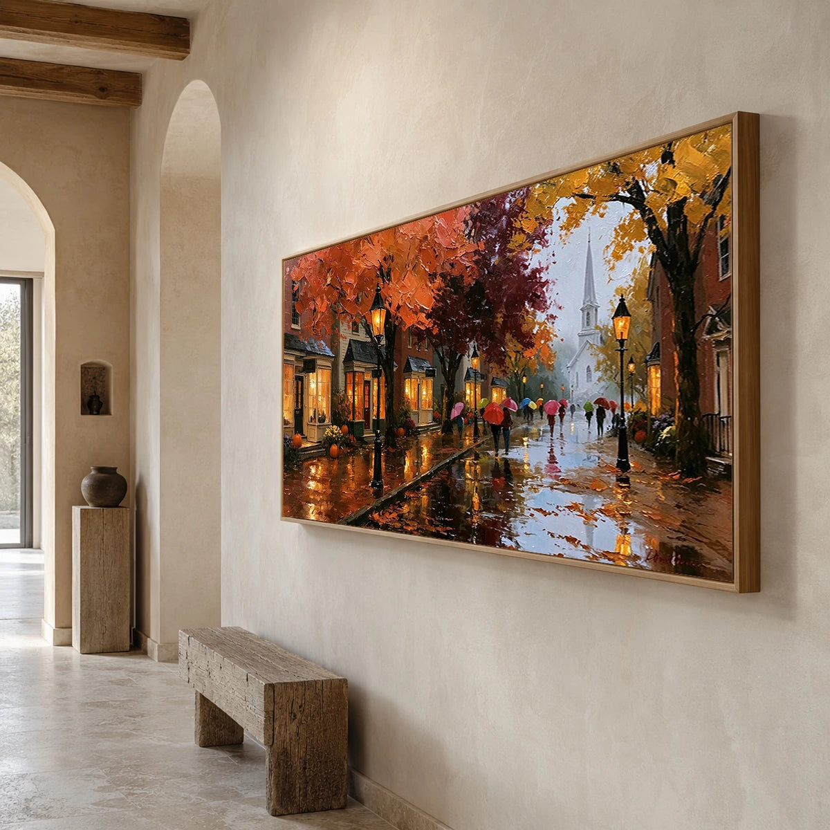 Autumn in Paris - opposite side view - textured impasto artwork