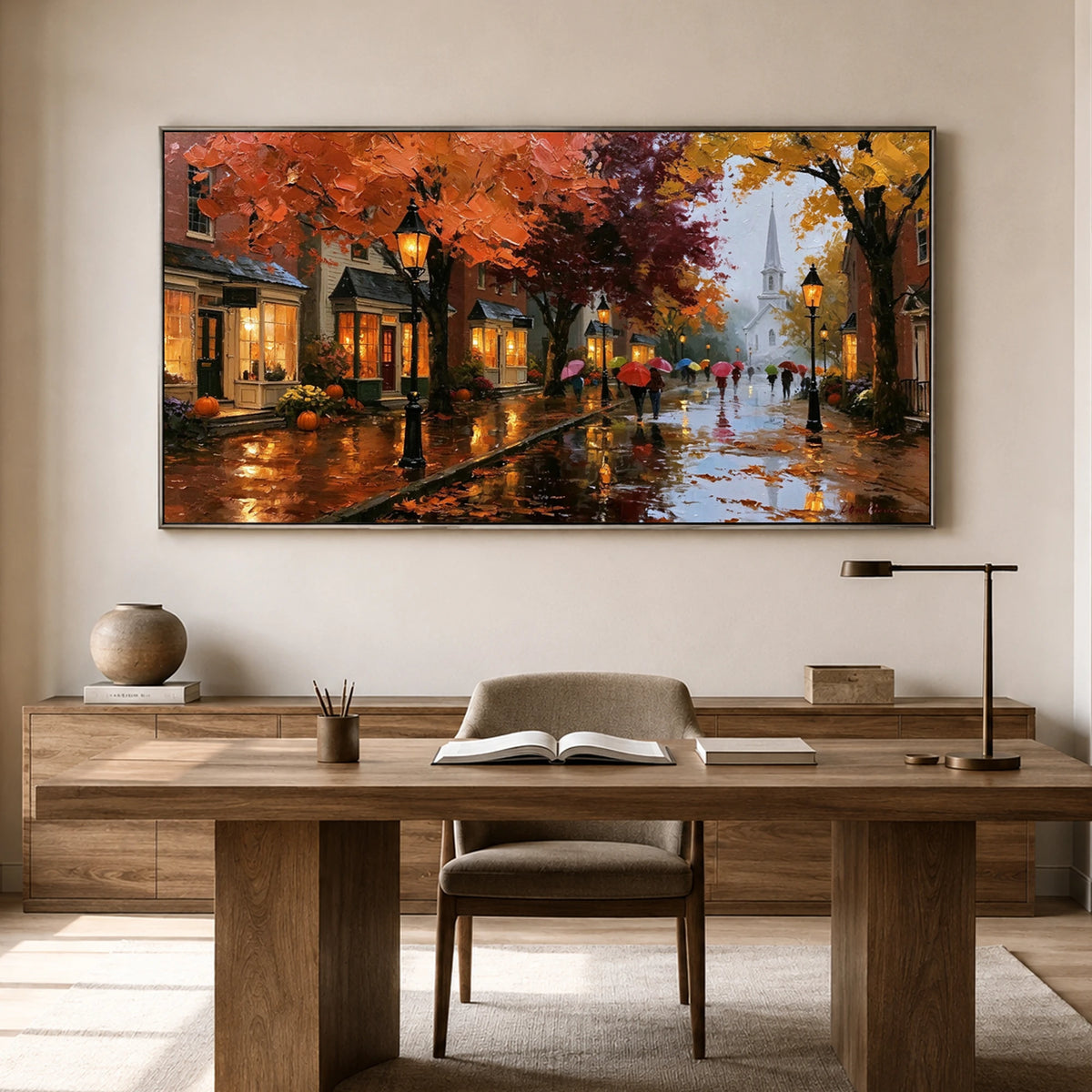 Autumn in Paris - home office - textured impasto artwork