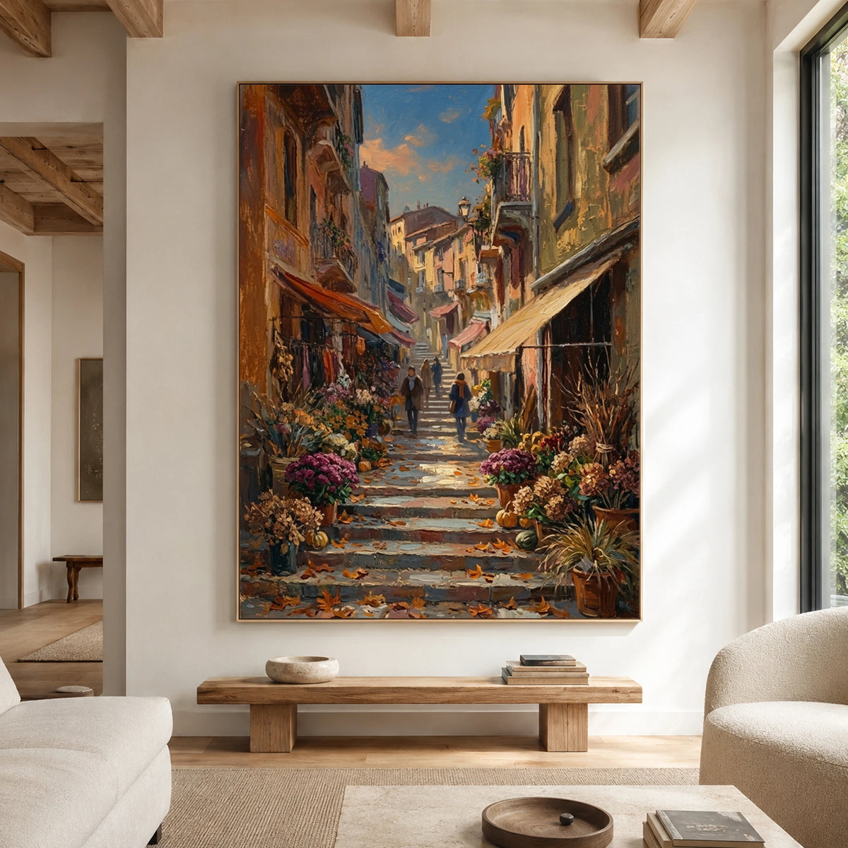 Blossoms Along the Lane - living room hero - textured impasto artwork