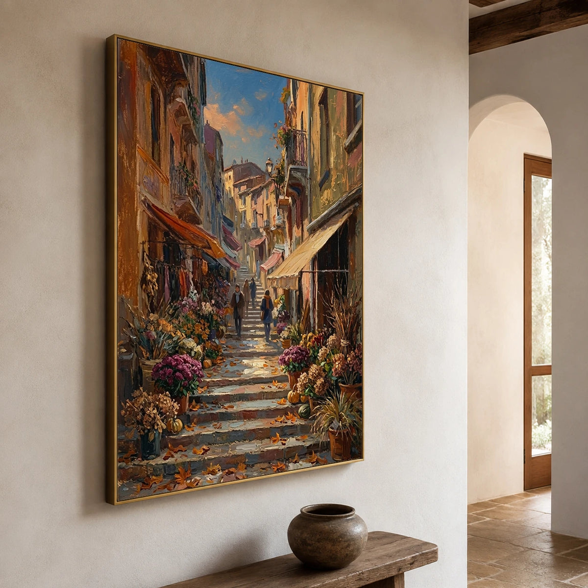 Blossoms Along the Lane - opposite side view - textured impasto artwork
