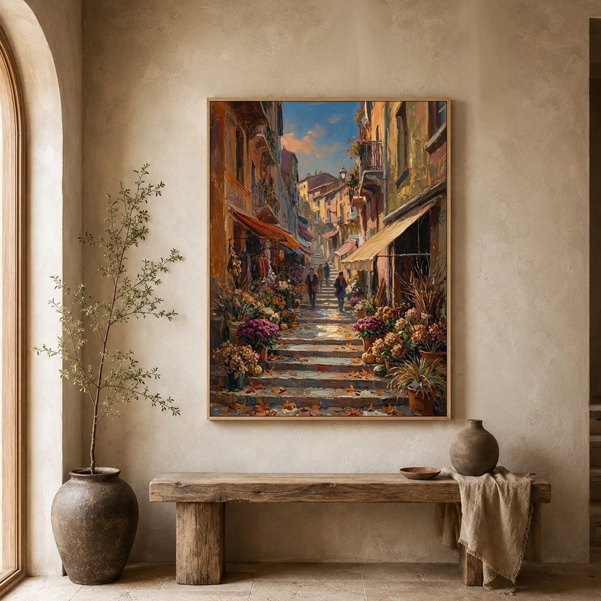 Blossoms Along the Lane - entryway - textured impasto artwork
