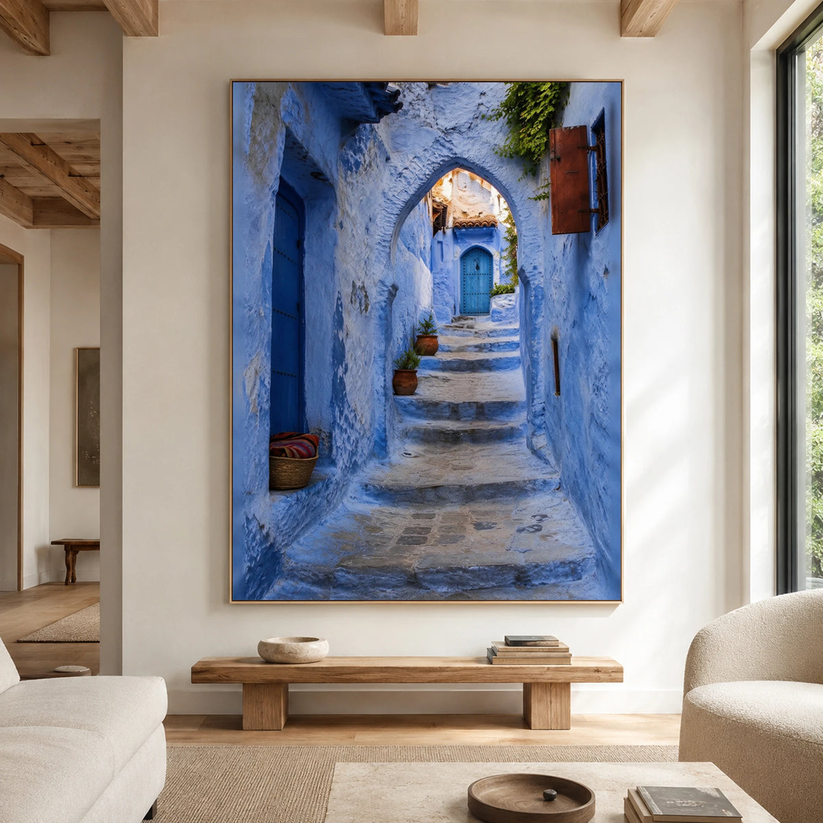 Blue Steps Home - living room hero - textured impasto artwork