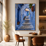 Blue Steps Home - dining room - textured impasto artwork