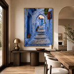Blue Steps Home - home office - textured impasto artwork