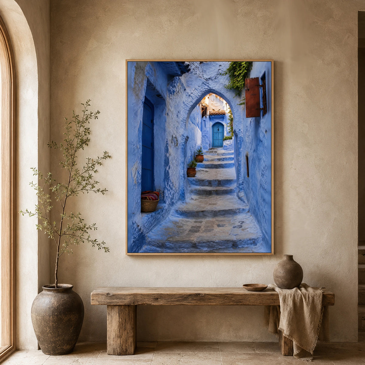 Blue Steps Home - entryway - textured impasto artwork