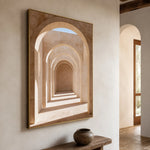 Blush Arcade Stillness - opposite side view - textured impasto artwork