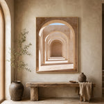 Blush Arcade Stillness - entryway - textured impasto artwork