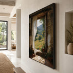 Breeze Through Linen - oblique side view - textured impasto artwork