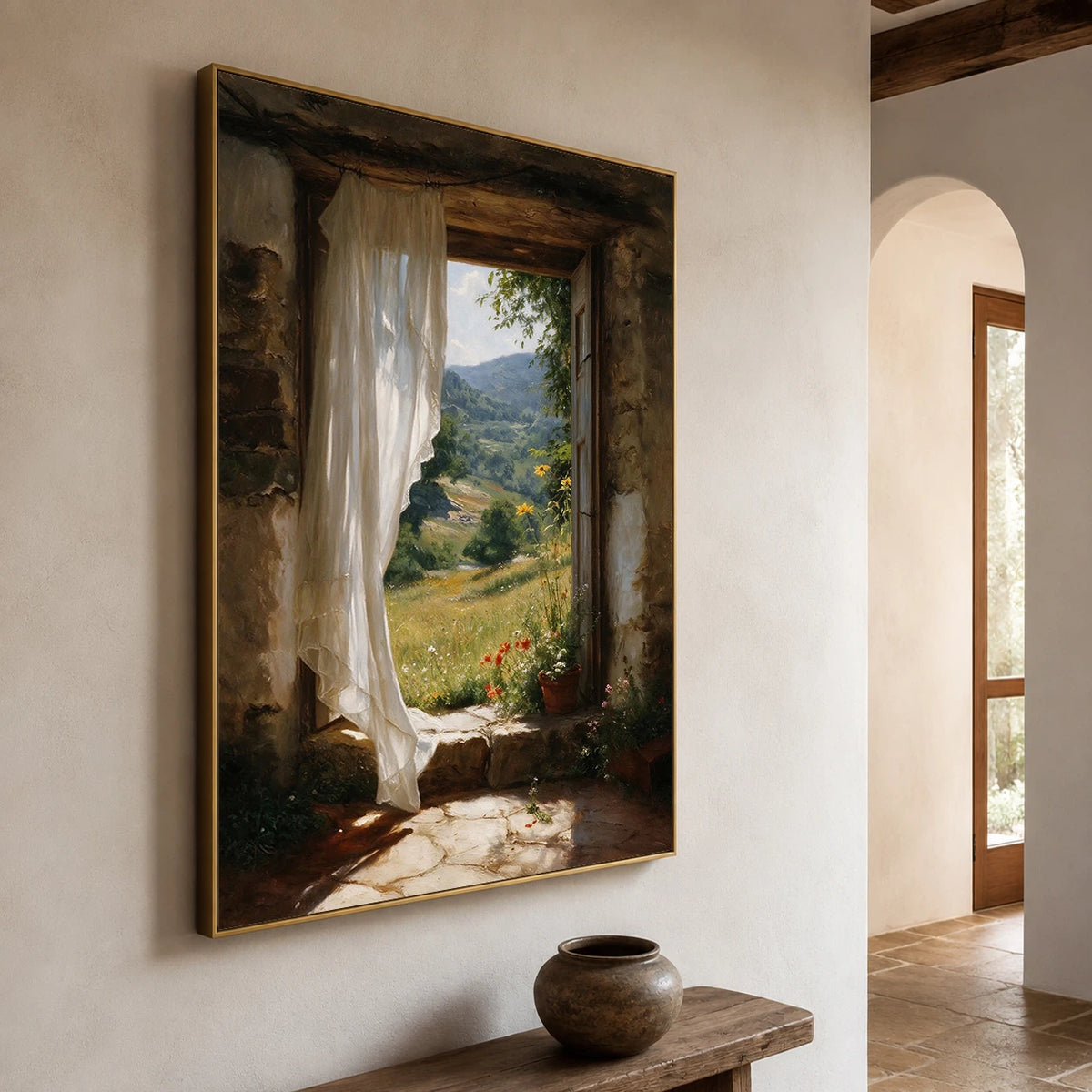Breeze Through Linen - opposite side view - textured impasto artwork