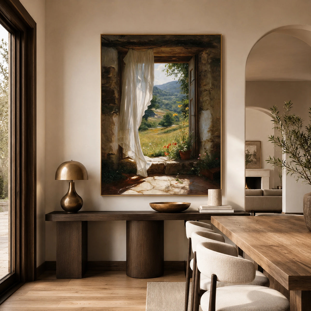 Breeze Through Linen - home office - textured impasto artwork