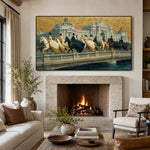 Bridge of Legends - fireplace lounge - textured impasto artwork