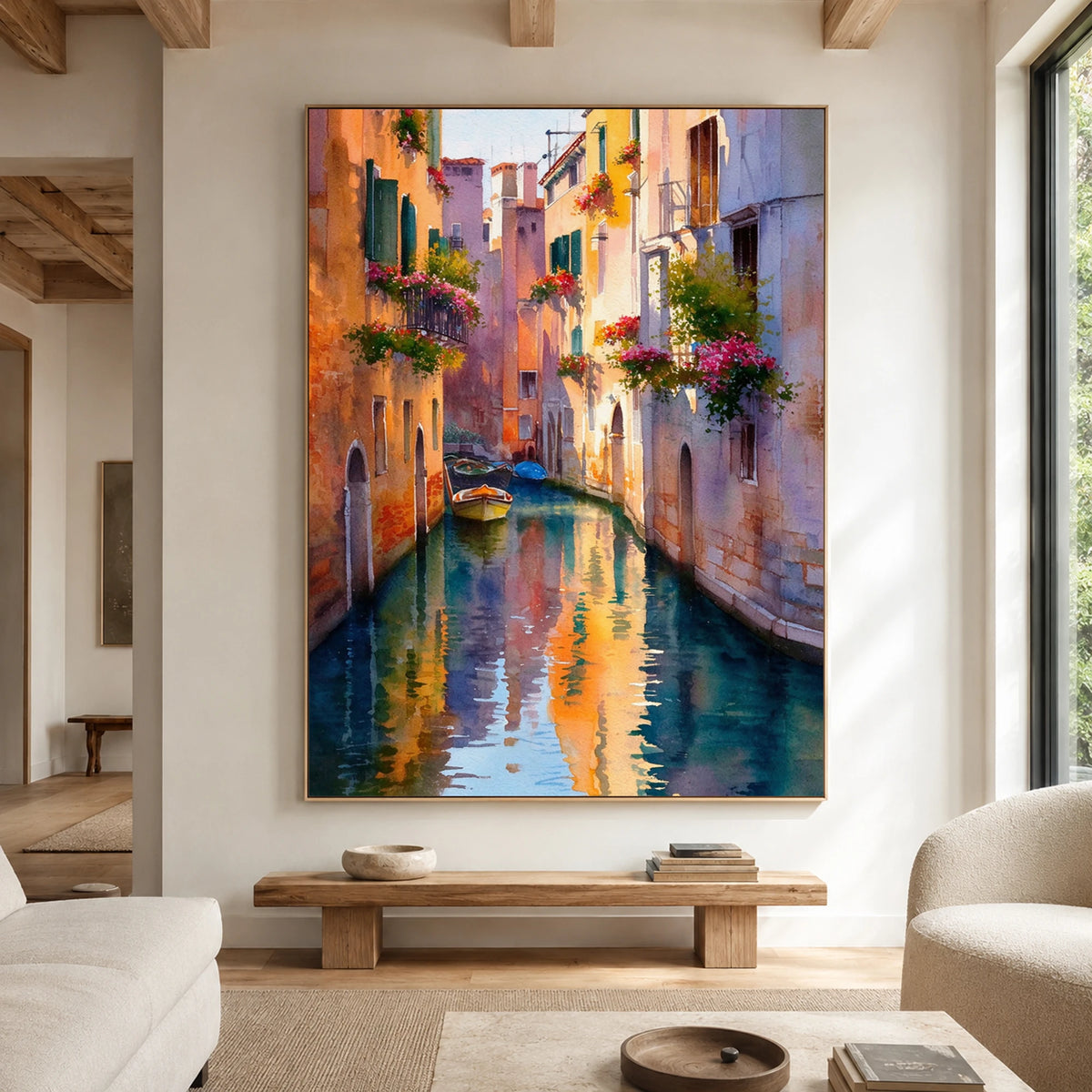 Canal of Color - living room hero - textured impasto artwork