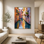 Canal of Color - sunlit living room - textured impasto artwork