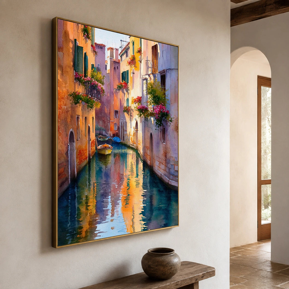 Canal of Color - opposite side view - textured impasto artwork