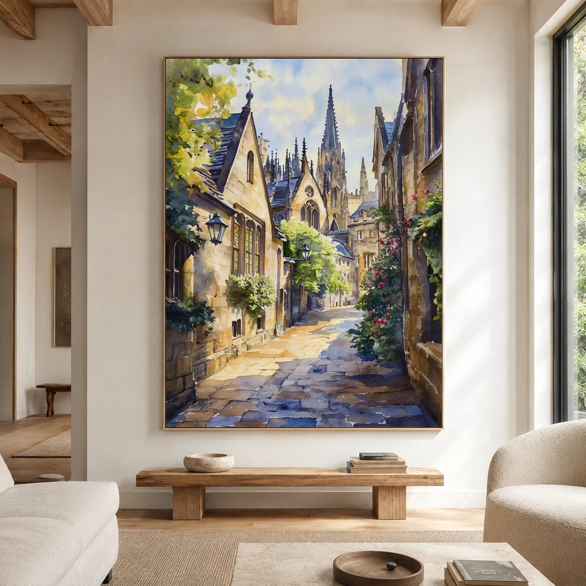 Cathedral Garden Walk - living room hero - textured impasto artwork