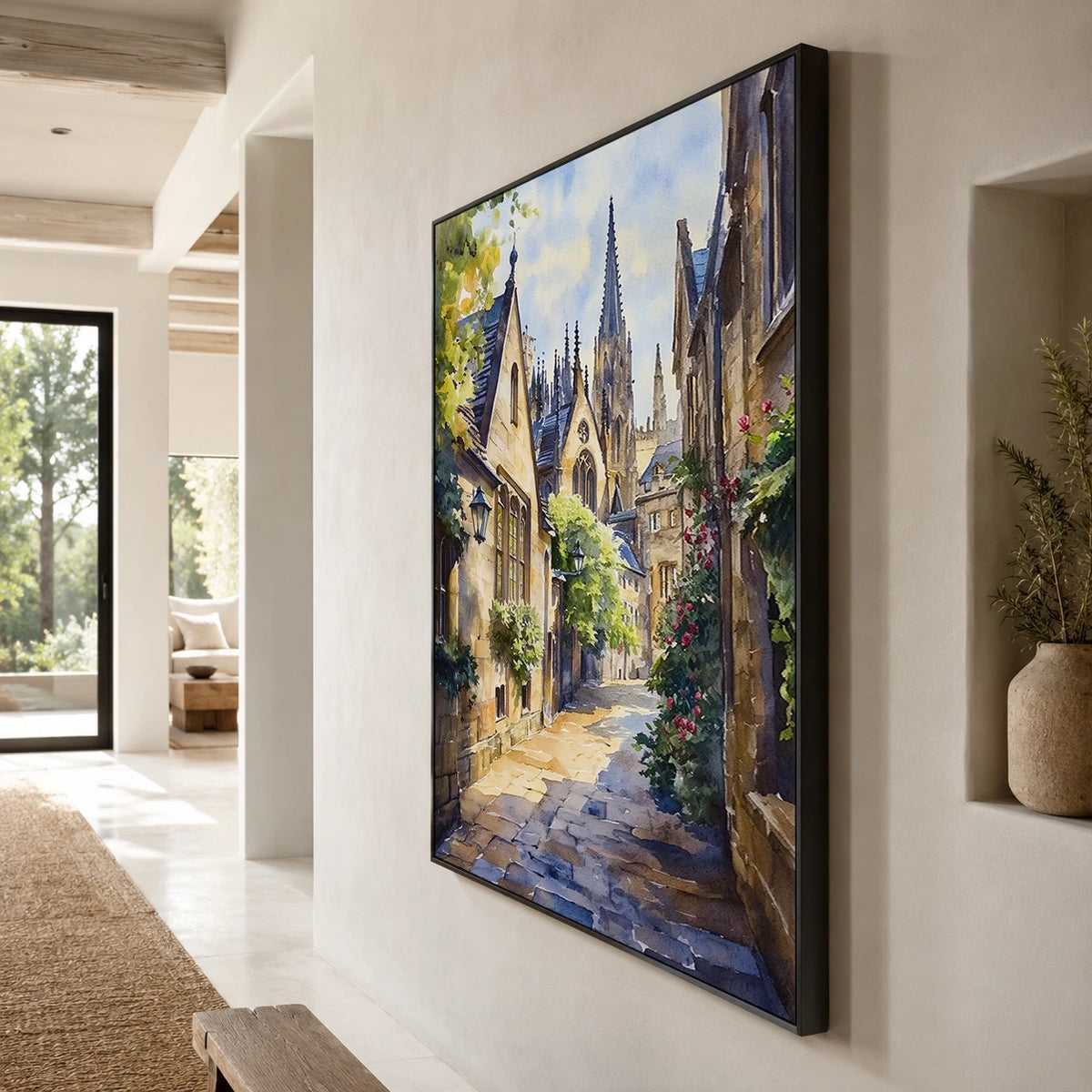 Cathedral Garden Walk - oblique side view - textured impasto artwork