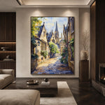Cathedral Garden Walk - library living room - textured impasto artwork