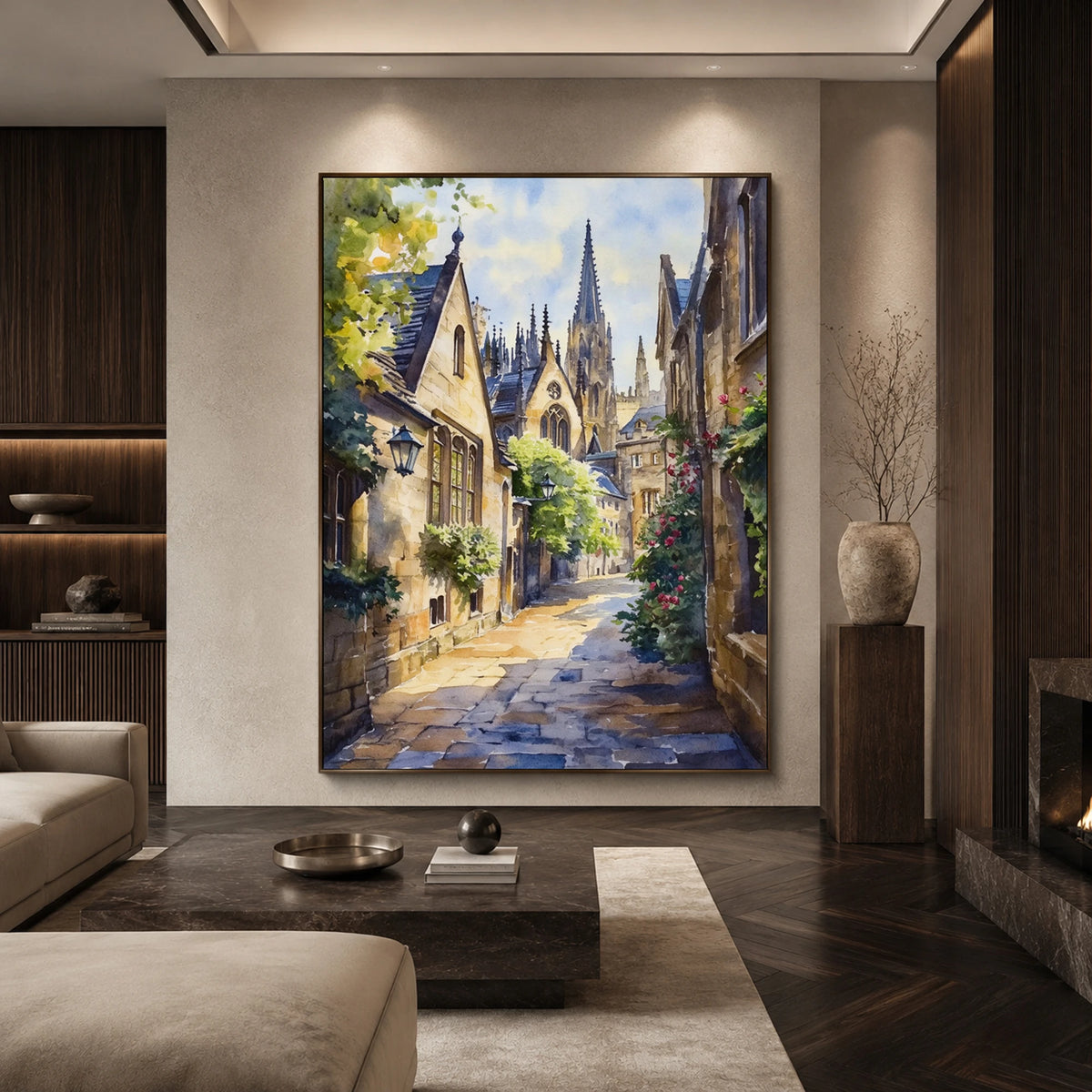 Cathedral Garden Walk - library living room - textured impasto artwork