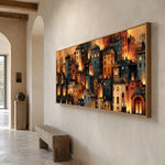 City of Embers - opposite side view - textured impasto artwork
