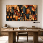 City of Embers - home office - textured impasto artwork
