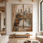Cityside Reverie - living room hero - textured impasto artwork