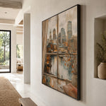 Cityside Reverie - oblique side view - textured impasto artwork