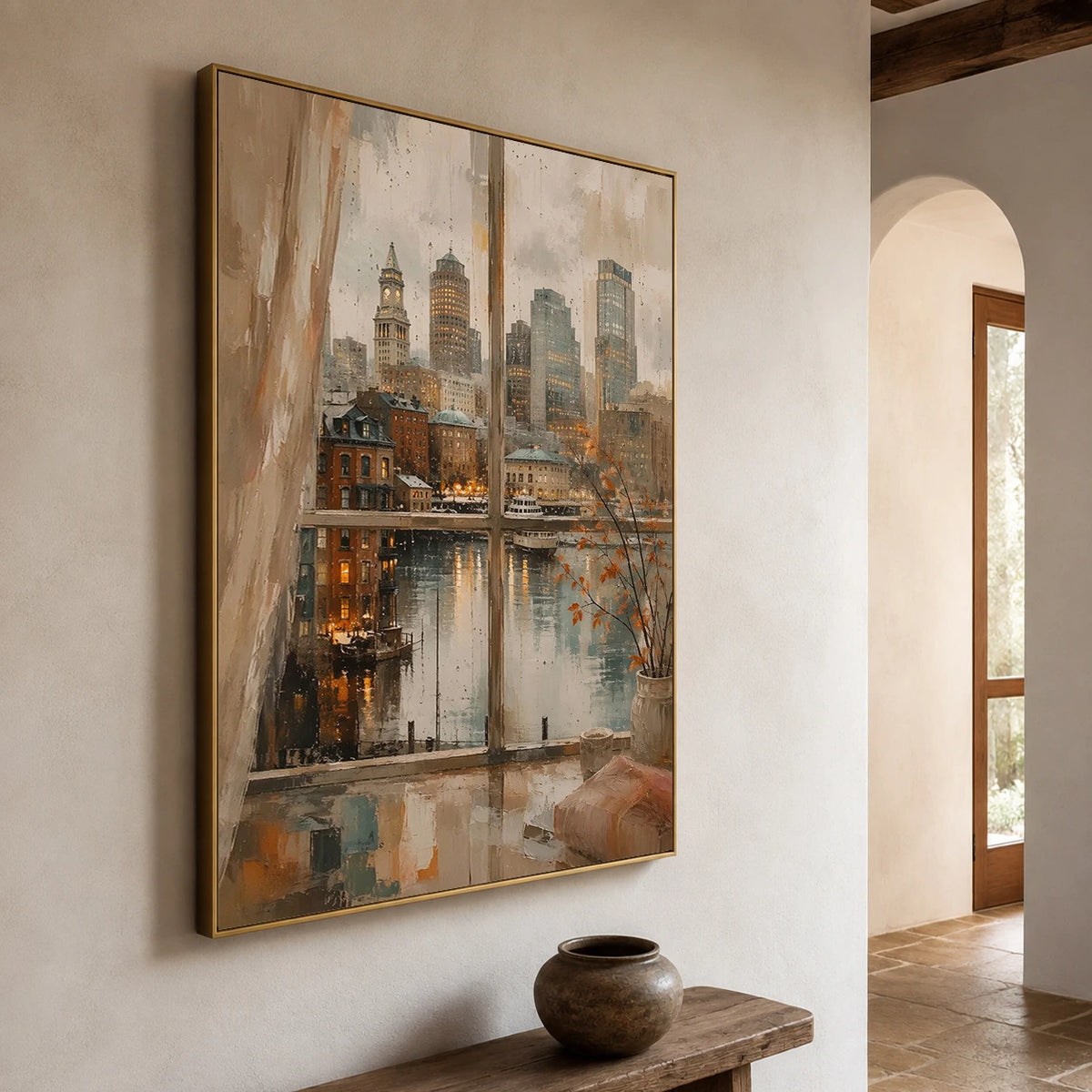 Cityside Reverie - opposite side view - textured impasto artwork