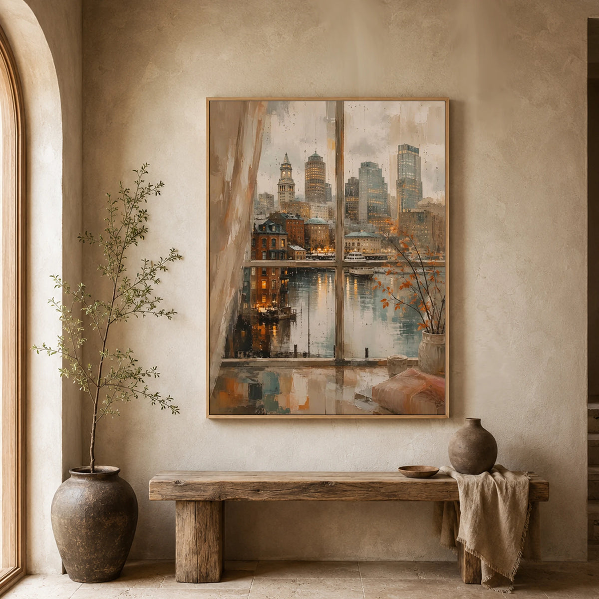 Cityside Reverie - entryway - textured impasto artwork